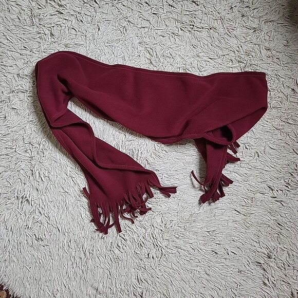 Burgundy Red Fleece Scarf Winter Fall Accessory Basics Classic Gorpcore Ski with - Picture 7 of 16